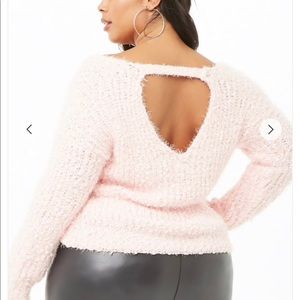 Plus Size Cutout Boucle Knit Sweater